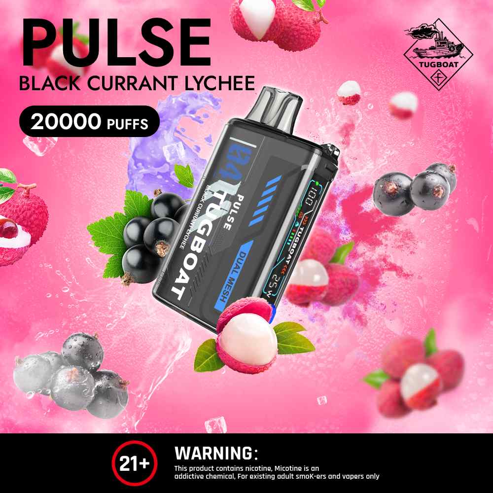 TUGBOAT Pulse 20000 Puffs 50MG Disposable Vape Price in Dubai Blackcurrant Lychee