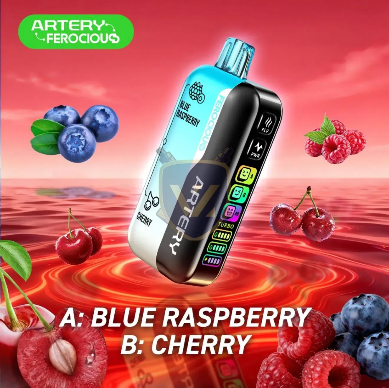 Artery Ferocious 60k Puffs 30mg Disposable Vape In Uae Blue Raspberry Cherry