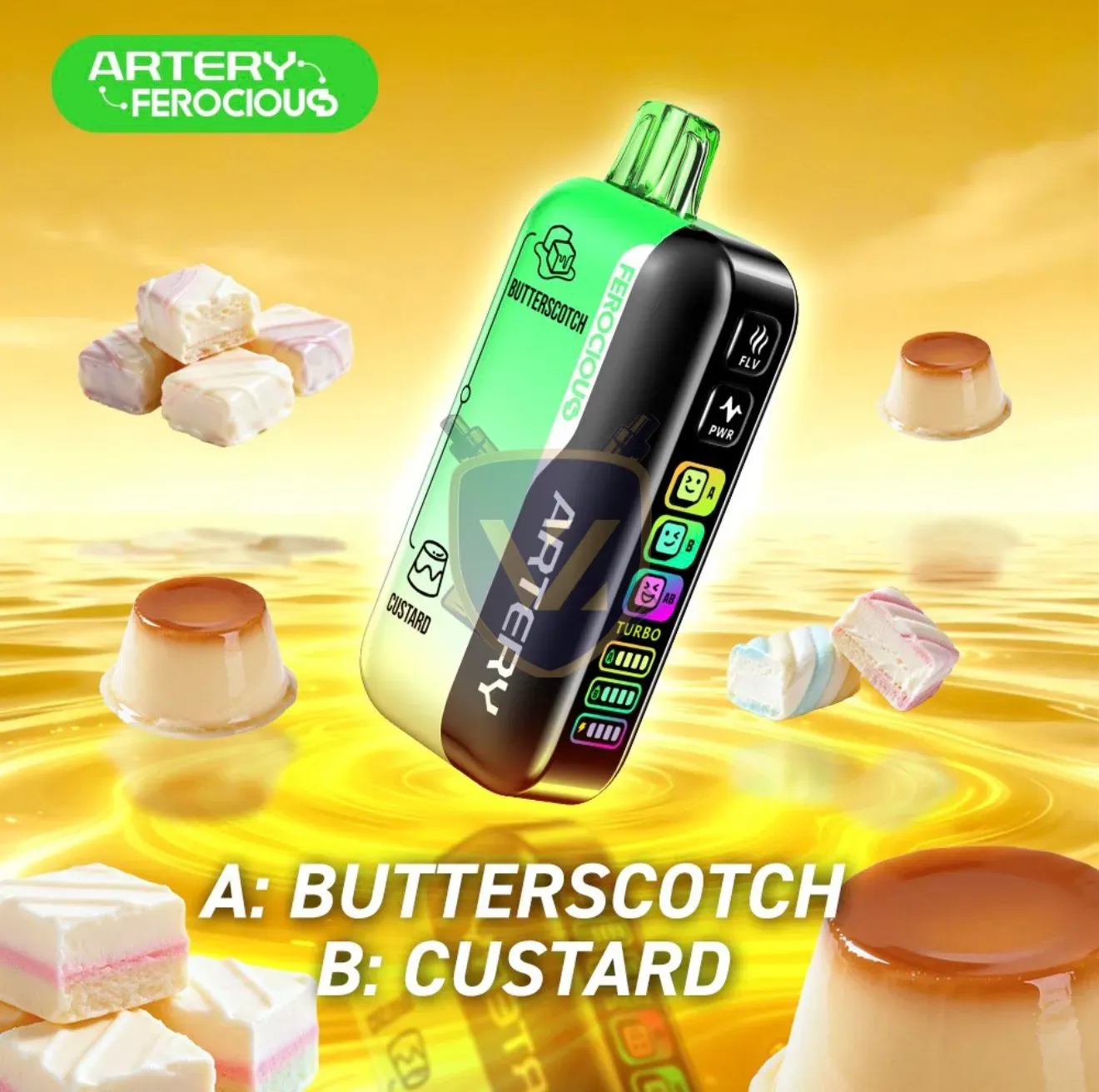 Artery Ferocious 60k Puffs 30mg Disposable Vape In Uae Butterscotch Custard