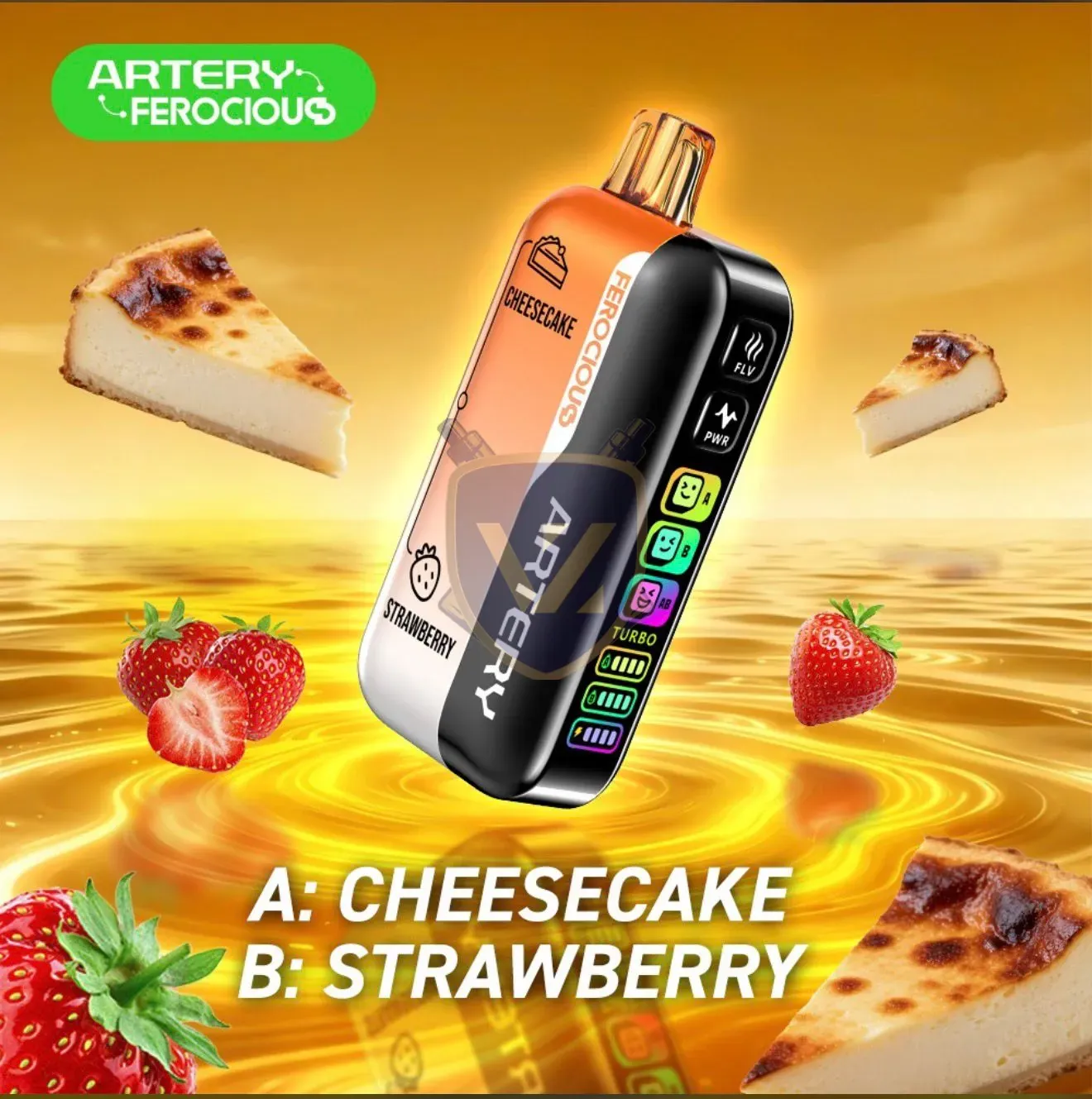 Artery Ferocious 60k Puffs 30mg Disposable Vape In Uae Cheesecake Strawberry