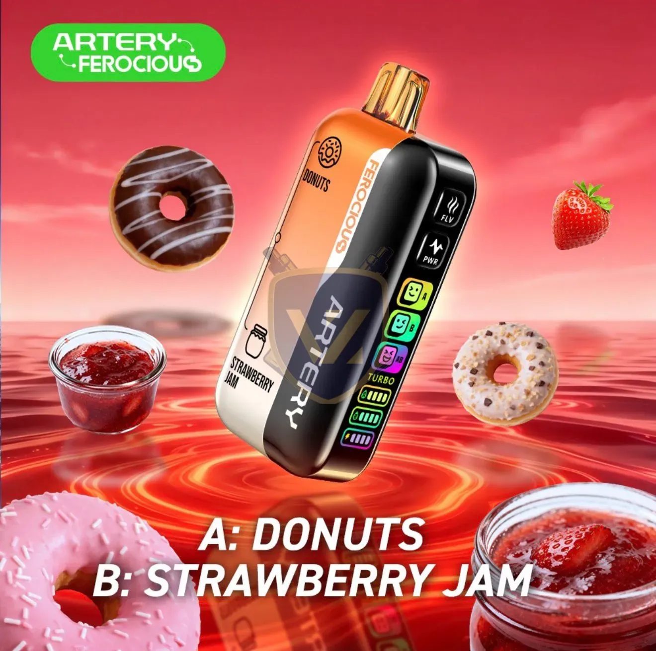 Artery Ferocious 60k Puffs 30mg Disposable Vape In Uae Donuts Strawberry Jam