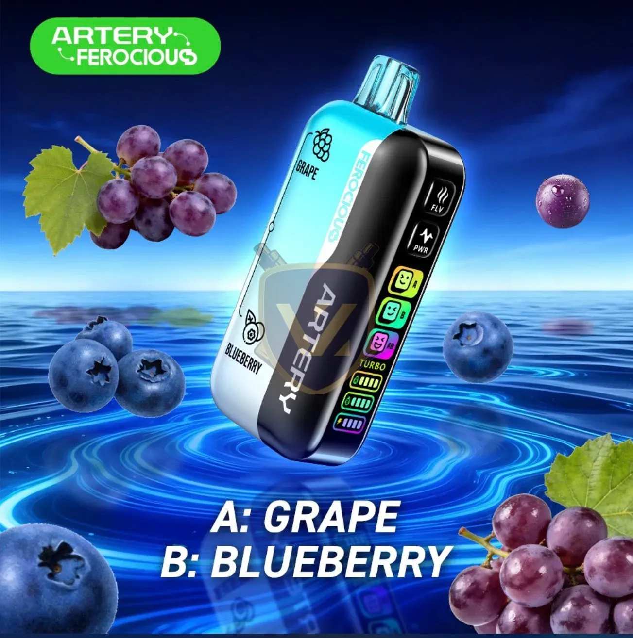 Artery Ferocious 60k Puffs 30mg Disposable Vape In Uae Grape Blueberry