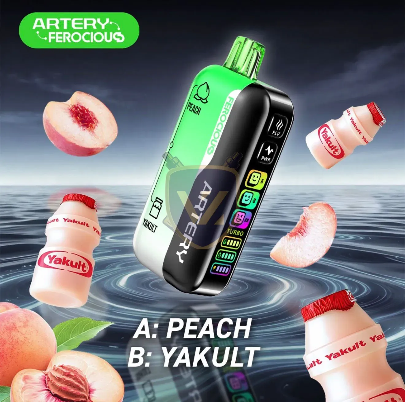 Artery Ferocious 60k Puffs 30mg Disposable Vape In Uae Peach Yakult