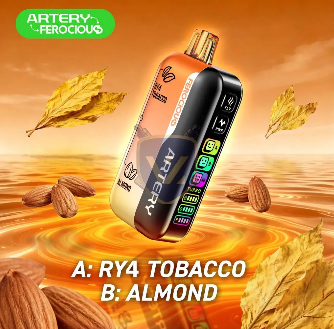 Artery Ferocious 60k Puffs 30mg Disposable Vape In Uae Ry4 Tobacco Almond
