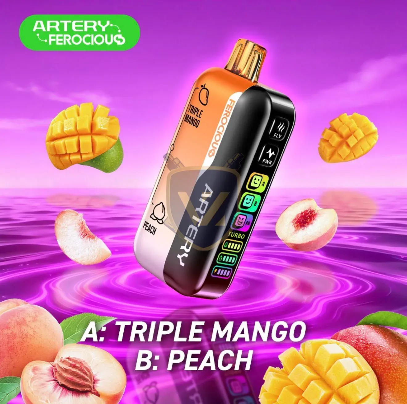 Artery Ferocious 60k Puffs 30mg Disposable Vape In Uae Triple Mango Peach